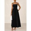 Damen Dünner Schultergurt Plissee Weste Trägerkleid mit Tasche