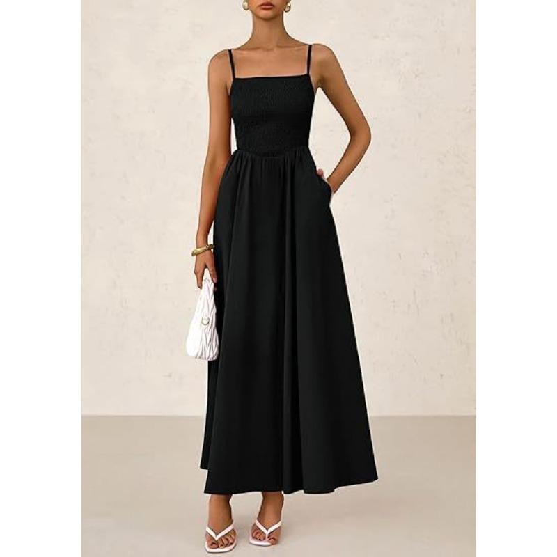 Damen Dünner Schultergurt Plissee Weste Trägerkleid mit Tasche