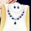 Fashion Two Piece Classic Christian Elegant Christmas Versatile Crystal Bridal Water Drop Rhinestone Necklace Jewelry Sets