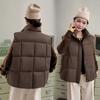 Autumn and Winter New Cotton Vest Women's Simple Fashion Short Stand-up Collar Cotton Clothes Vest Sleeveless Vest Jacket