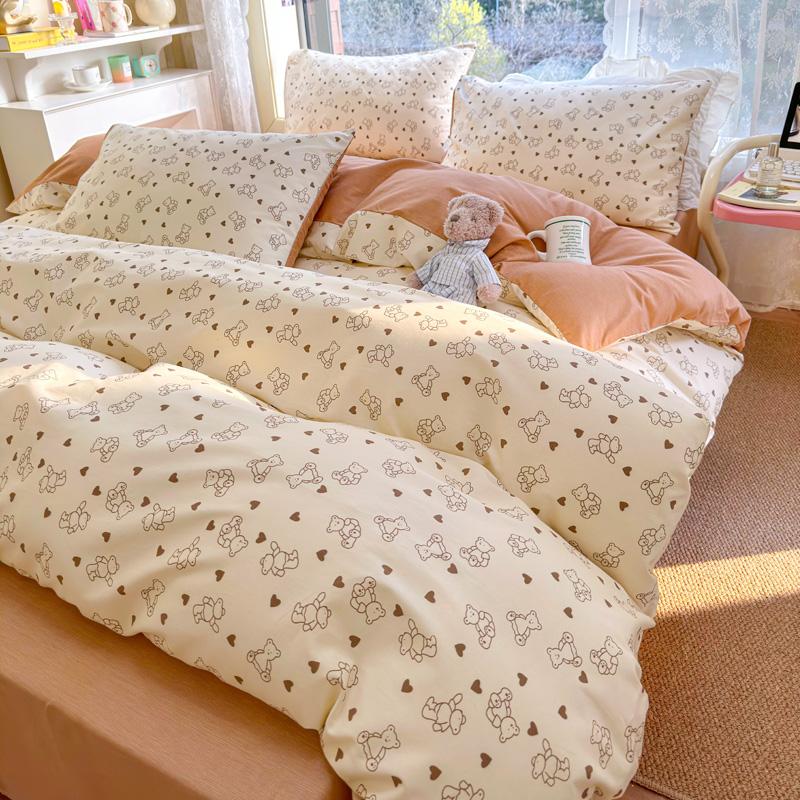 High Quality 100% Cotton Fabric Small Fresh Printed Duvet Cover 200x230 Bedding 1 Single/Double Bed Breathable and Skin Friendly