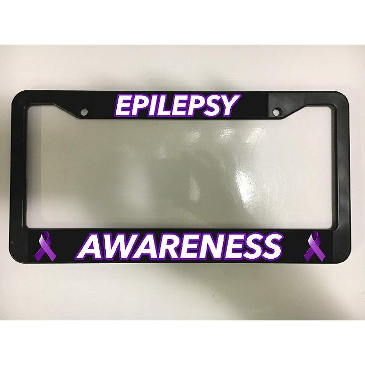 Frame Epilepsy Awareness Purple Ribbon Cure Black License Plate Frame New 12 X 6