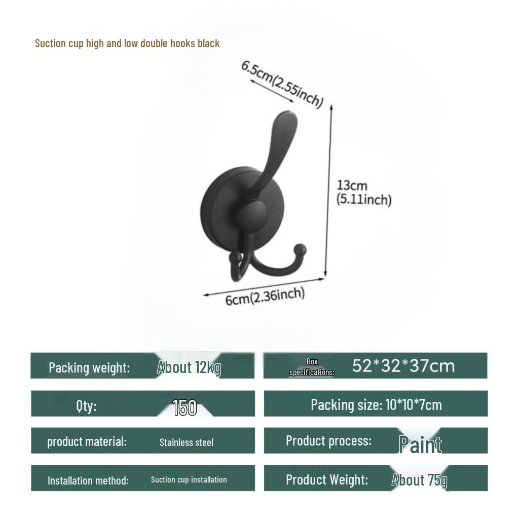 Stainless Steel No-Drill Suction Cup Hook - Strong Load-Bearing for Bathroom and Toilet