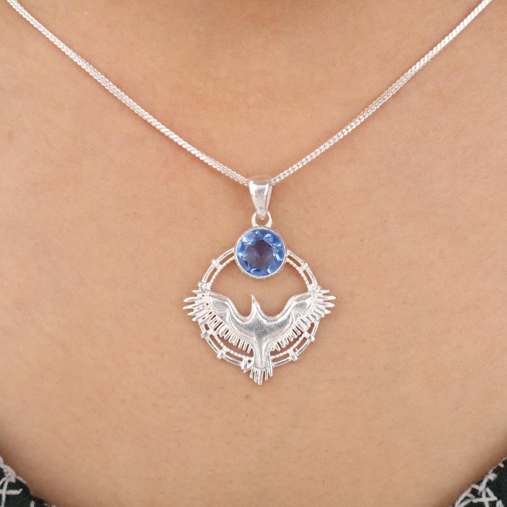 Tanzanite Gemstone 925 Sterling Silver Jewelry Handmade Pendant 1.43" For Gift CP-38-6