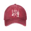 Cartoon Fishing Stick Figure Vinyl Decal  New Vintage Washed Cotton Baseball Cap Parent Kids Sun Hats
