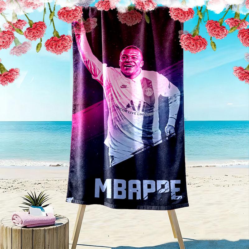 Asciugamano da Spiaggia Stella Kylian Mbappé, Asciugamano Grande Morbido Asciugatura Rapida per Spiaggia Campeggio Nuoto
