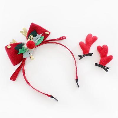 Chaney Bong Bong Girls' Christmas Red Nose Hairband + Pin Set