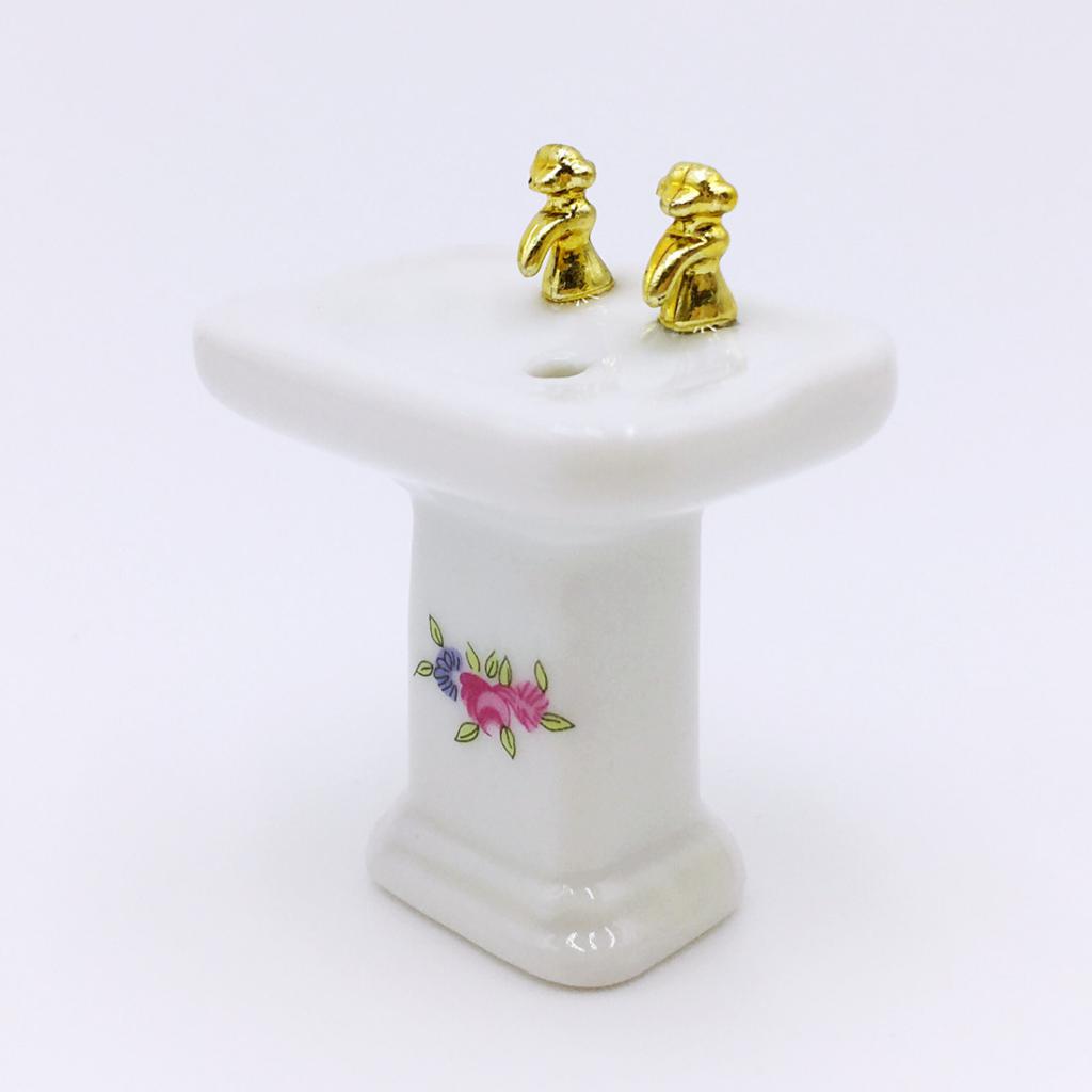 1/12 Dollhouse Miniature Porcelain Bathroom Set Ceramic