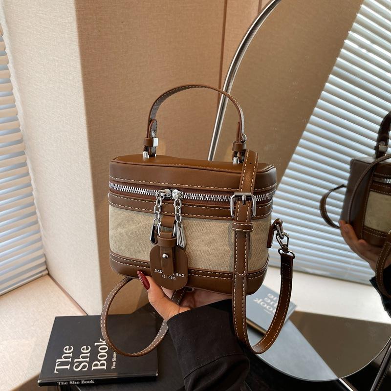 Fashion Contrasting Small Bag Women's New Retro Shoulder Messenger Bag Retro Casual Portable Box Bag