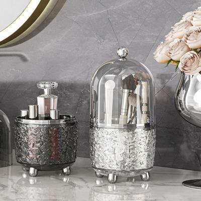Organisateur de Pinceaux de Maquillage Rotatif à 360° Portable de Bureau Boîte de Rangement pour Rouge à Lèvres et Sourcils Outils avec Couvercle pour Rangement Cosmétique de Salle de Bain