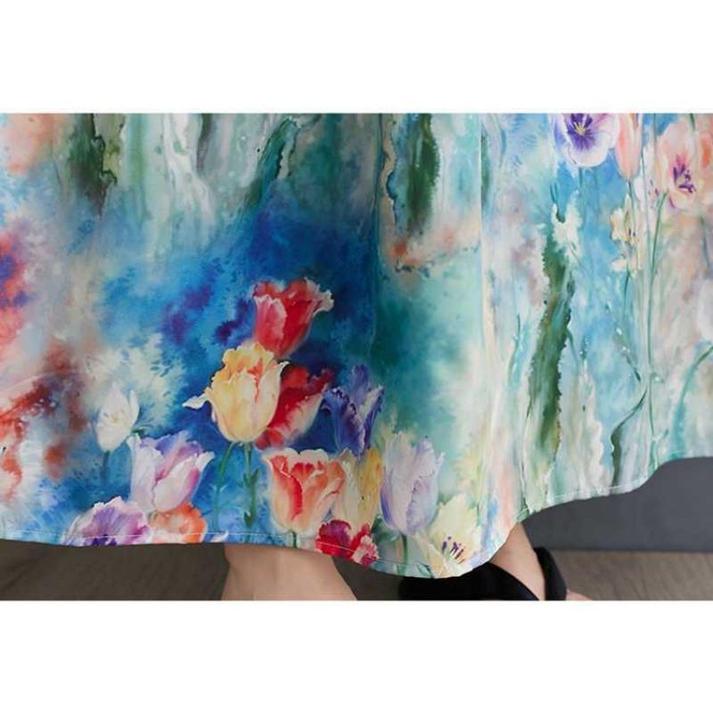 Neue lockere Übergröße Mode Druck Skinny Midikleider