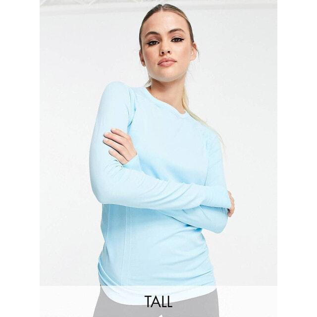 

Синий бесшовный топ с длинными рукавами ASOS Tall