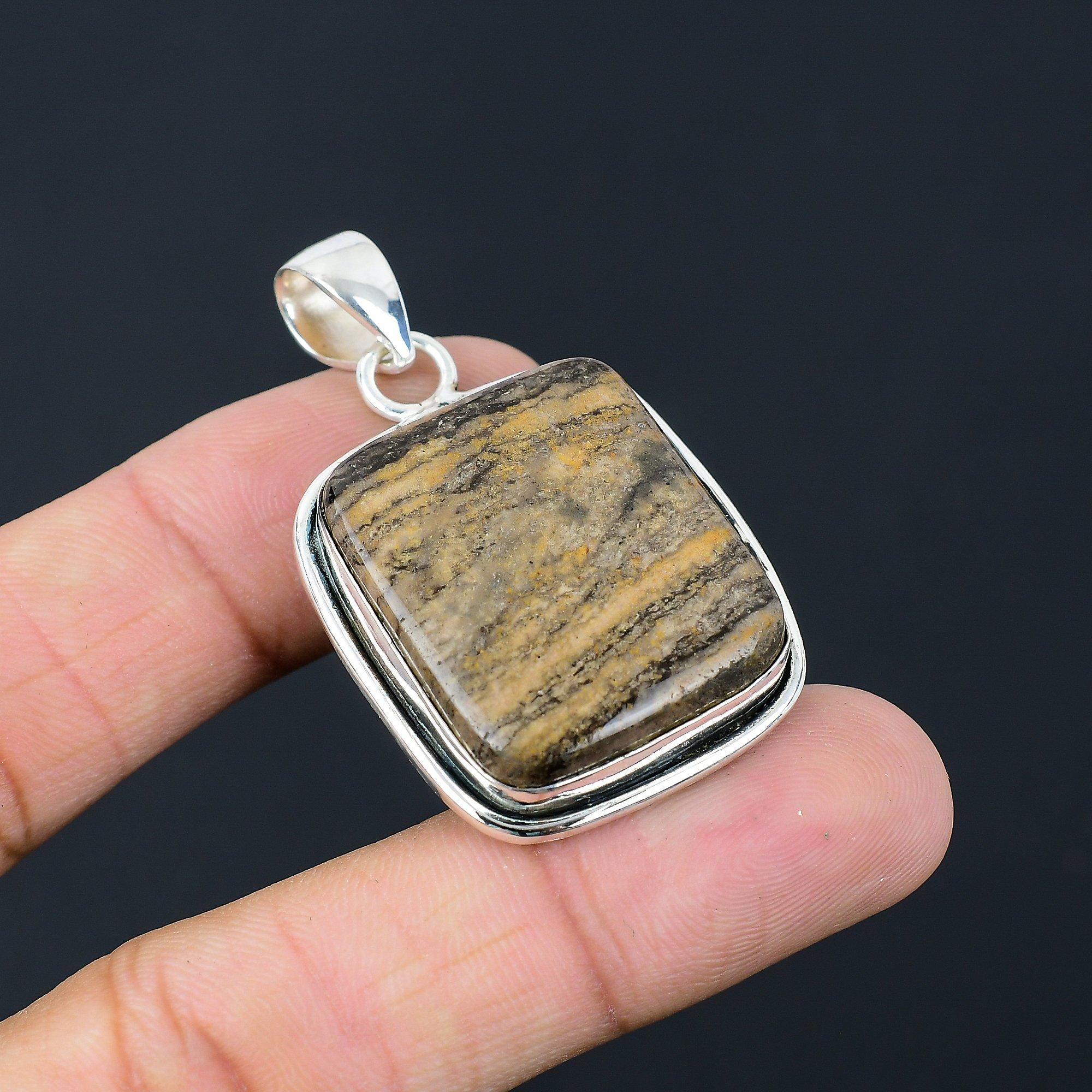 Friendship Day Sale 925 Sterling Silver Natural Honey Dendrite Opal Boho Pendant