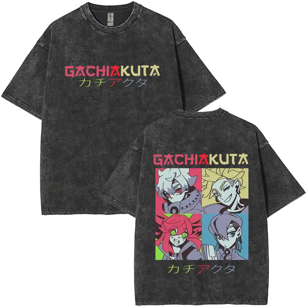 Anime Gachiakuta Ludo Vintage Washed T Shirt Men Women Manga Retro Oversized Short Sleeve Tshirt Mens Casual Cotton Tshirts