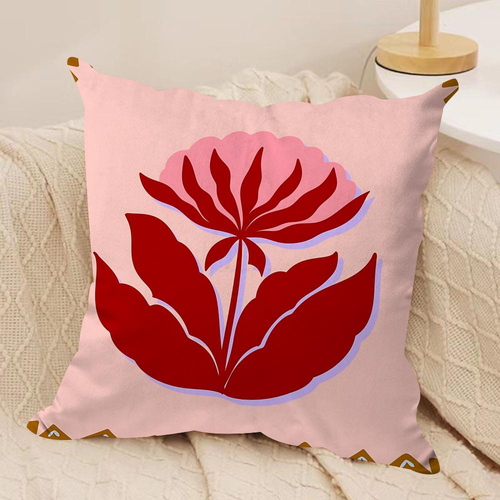 Flower Ins Simple Art Cushion Cover Silky Short Plush Invisible Zipper Dustproof Sofa Pillow Case For Home Decor