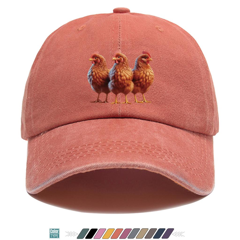 pc Three Brown Hens Pattern Print Baseball Cap Fashion Fun Animal Design Comfortable Breathable Duck Tongue Hat Unisex Adjustab