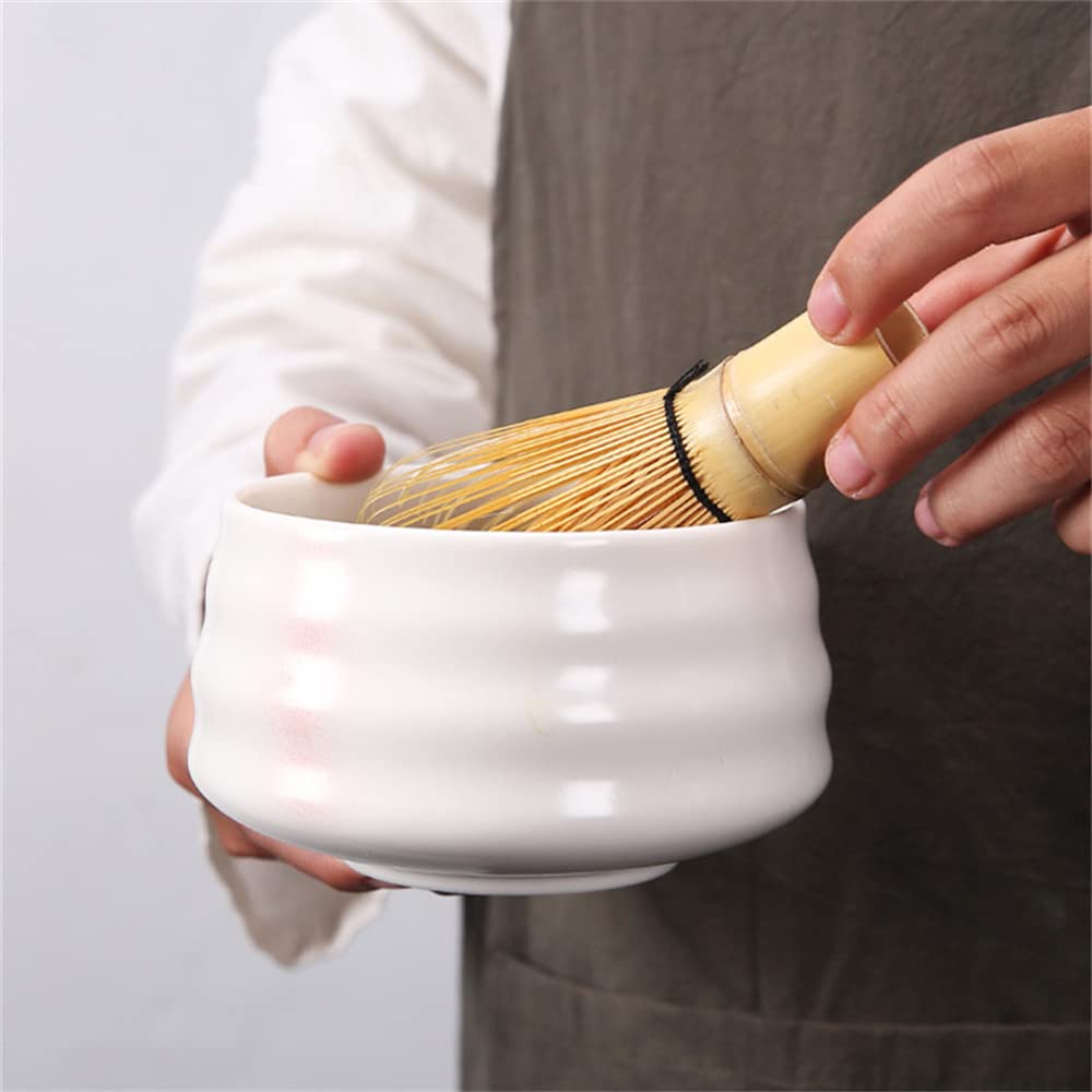 4-Piece Tea Ceremony Set (A) for Beginners: 100-Stand Chasen, Chasen Holder, Chashaku, Chasa (Tea Scoop), Matcha Bowl, and Chasen Straightener.