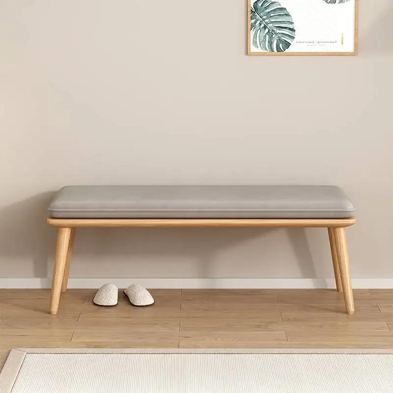 Nordic Light Luxury Entering Households, Changing Shoes, Benches, Long Benches Can Be Sat At the Entrance, Made of Solid Wood