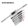 M3-M12 8/6 Pieces Metric Hand Tap Collection HSS Right-handed Tapping Drill Thread Punching Wrench Hand Tools Male To Make Thread In Steel