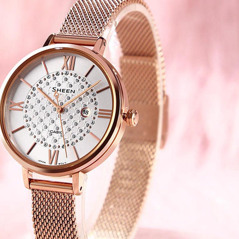 Casio CASIOSHEEN Series Brilliant Series Roman Numeral Scale Mother-of-pearl Surface Waterproof Elegant Business Quartz Movement SHE-4059PGM-7AU