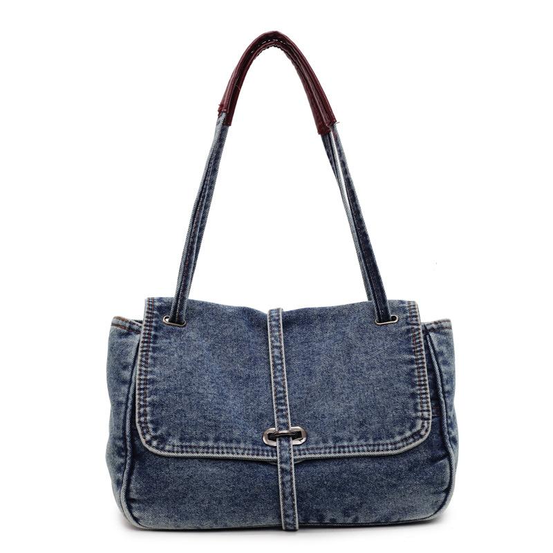 Simple denim bag women's new popular casual shoulder bag large capacity tote bag fashion messenger bag