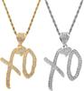 Collar con Colgante de Letra XO CZ Hip Hop Unise Para Mujeres Hombres, Moda Circonita Cúbica Cadena de Suéter Exagerada Joyería Creativa