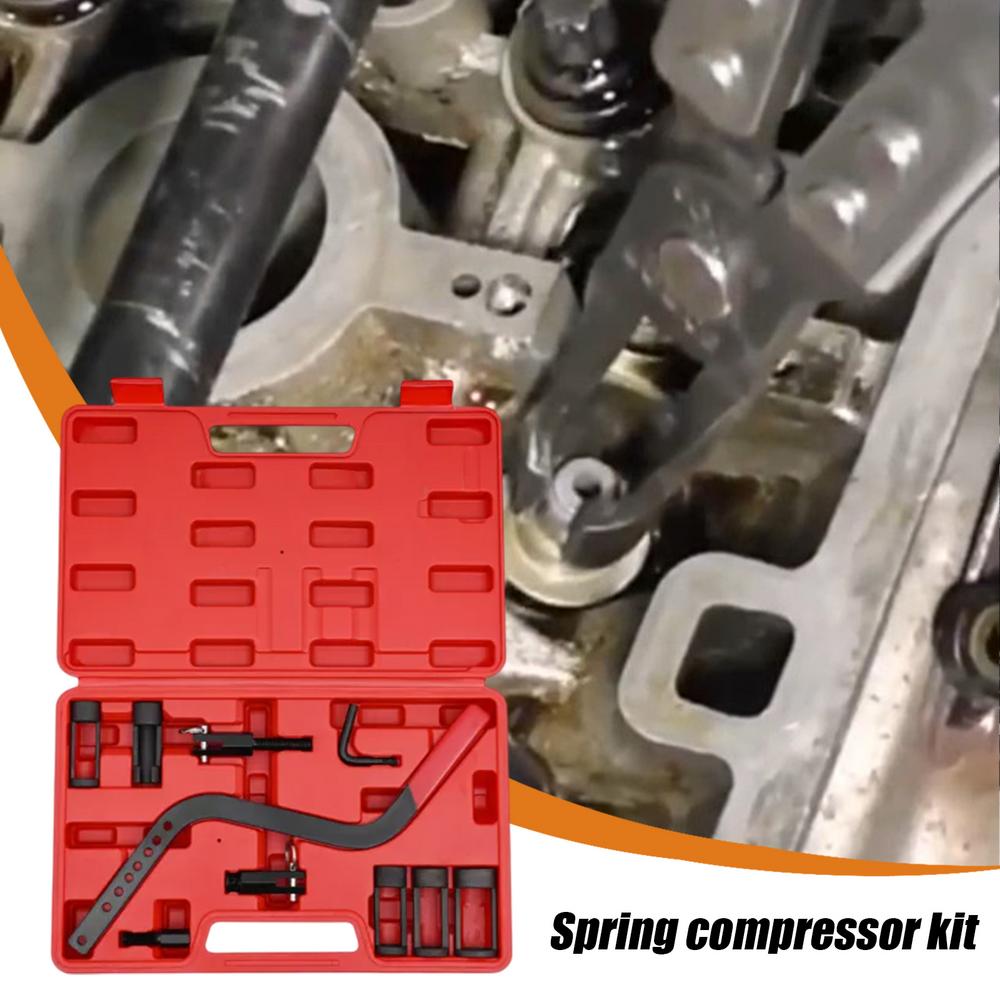 Valve Spring Compressor Tool Kit Overhead Cylinder Head Compressor Tool Clamp Collet Pusher Adapters Installer Kit Clamp Vehicle