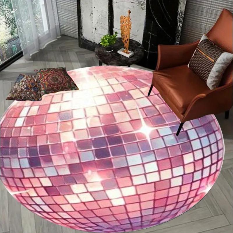 Abstract Mosaic Round Rug Disco Ball Print Modern Artistic Home Decor Circular Carpet Soft Non-Slip Mat for Living Room Bedroom