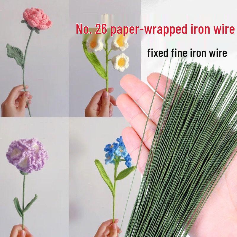 Green Iron Wire for Flower Stems and Crafts: Fine Leaf Vein Rods for DIY Paper Flowers and Stockings.