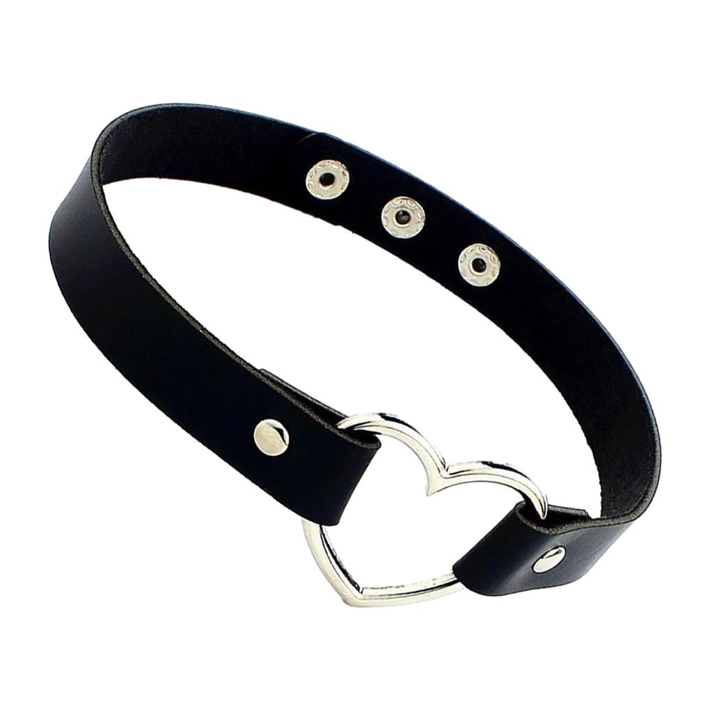 PU Leather Neck Chain Heart Pendant Necklaces Handmade Punk Sweater Chains Choker Jewelry For Girl Body Cosplay