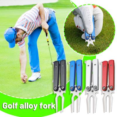 Golf Alloy Forks - Golf Divot Tool, Metal Foldable Butterfly Divot Tool With Bottle Opener, 3--1 Golf Multi-Tool, Ball , Portable Golf Accessorie
