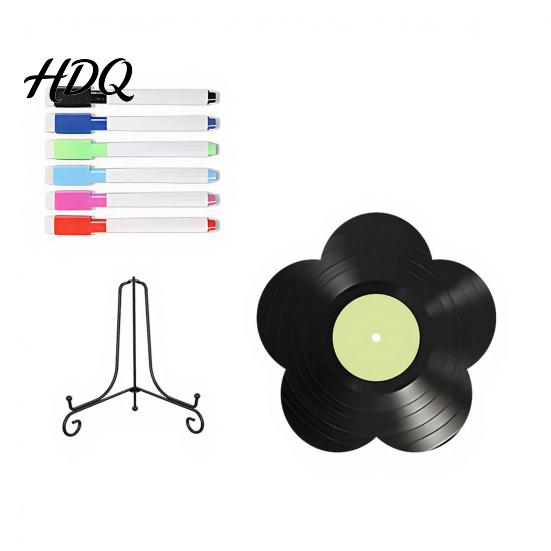 Flower Vinyl Record Diy Ornament DIY Custom Board with Creative Ornament Display Stand Design Personalized Birthday Anniversary Message Board Sign