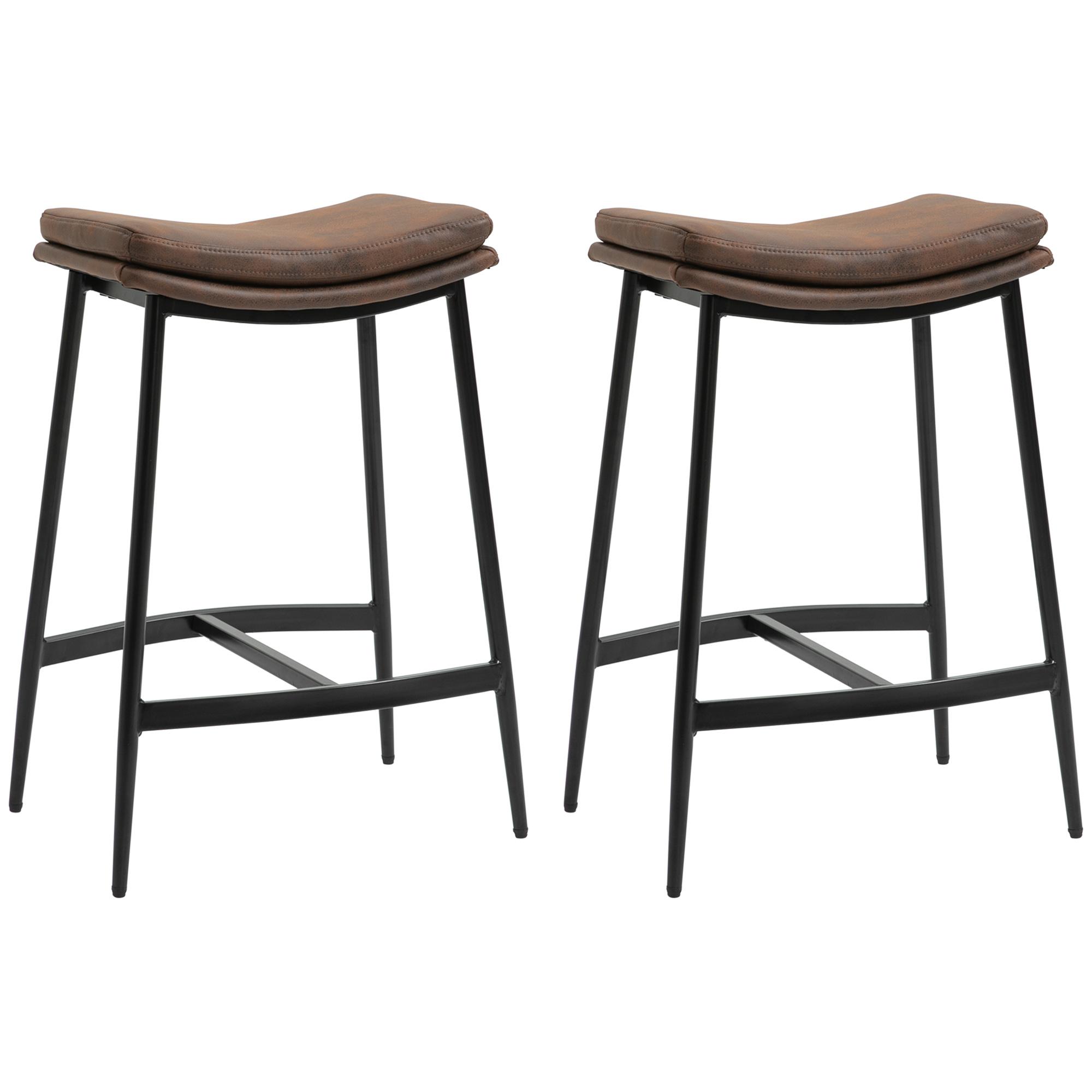 Set de 2 scaune de bar cu suport pentru picioare din oțel stil industrial șezut curbat 48,5 x 38,5 x 68,5 cm maro negru 48.5 x 38.5 x 68.5 cm