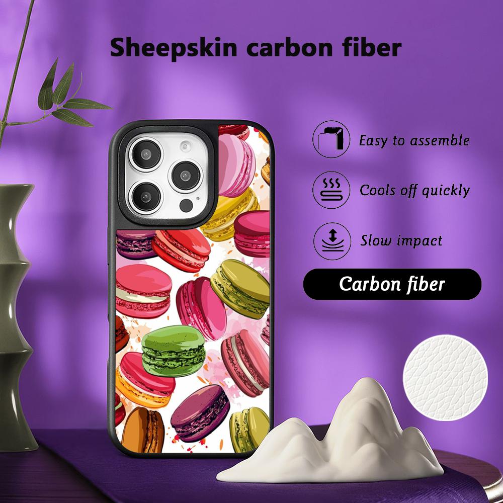 Macaron Cute Pink Girl Pattern Phone Case for iPhone 17 16 E 15 14 13 12 Pro Max Sheepskin Silver-edged Protective Case