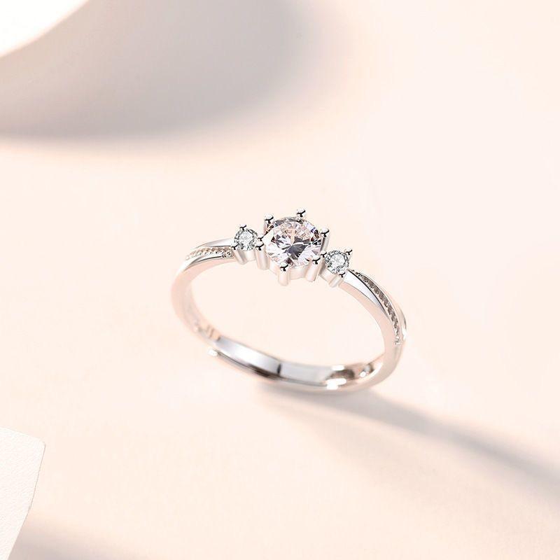 Dámský slitinový zásnubní a svatební prsten se šesti drápky a zirkonem – Elegantní pár styl