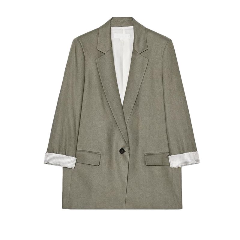 Spring New Women's Clothing Print Cuff Linen Blended Casual Suit Jacket 2753630 2686709