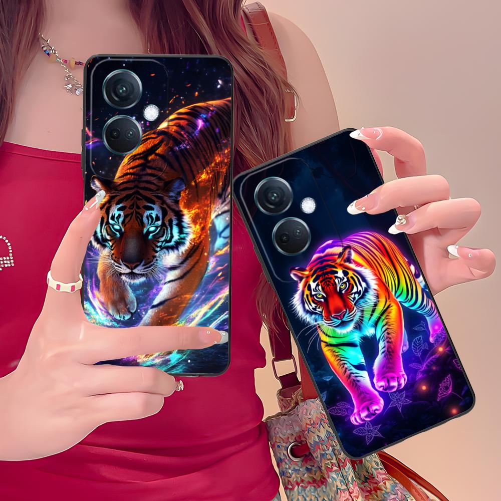 Tiger Neon Mobile Cell Phone Case for OPPO Find X9 X8 X7 X6 X5 X3 X2 Plus S Pro Ultra Lite Colorful Printing Cover Cover Luxury