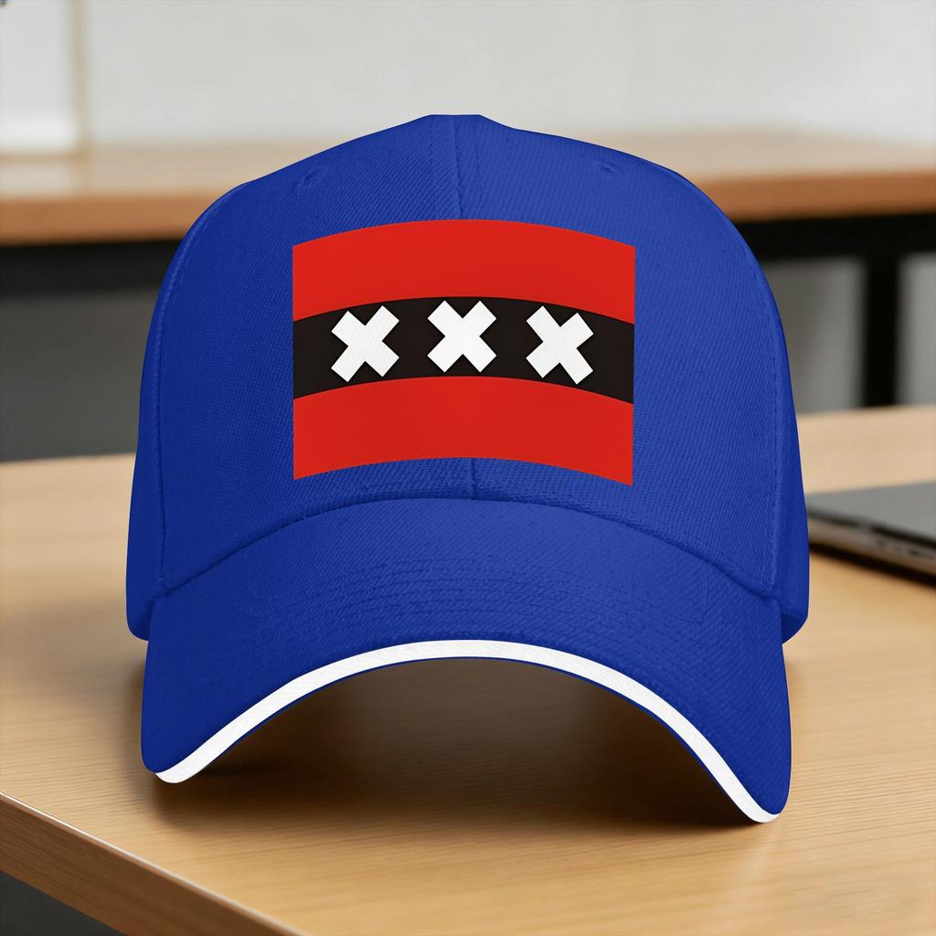 Amsterdam Flag Baseball Cap  Tennis Skate High Quality Hip Hop Hats Unisex Adult Yk Cool Design Snapback Cap