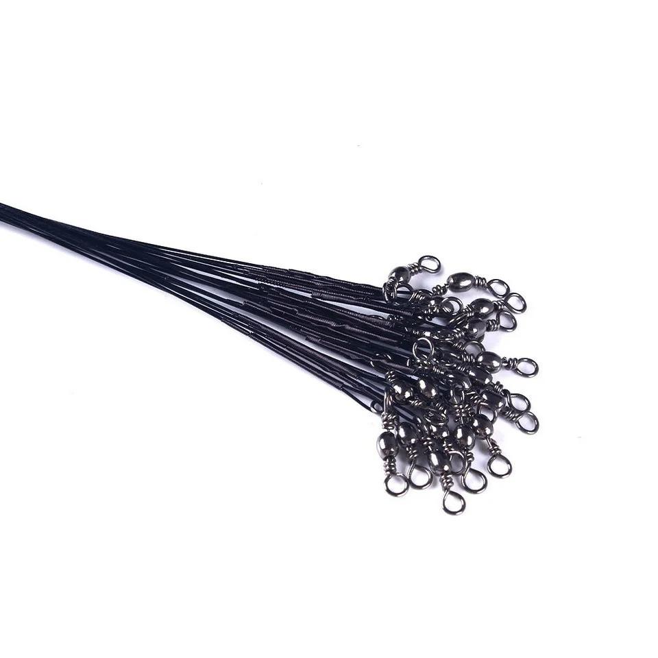 20pcs 15/20/25cm Anti-bite Steel Wire Leader Leashes For Fishing 50LB With Swivel Fishing Lure Accessories Pike Bass