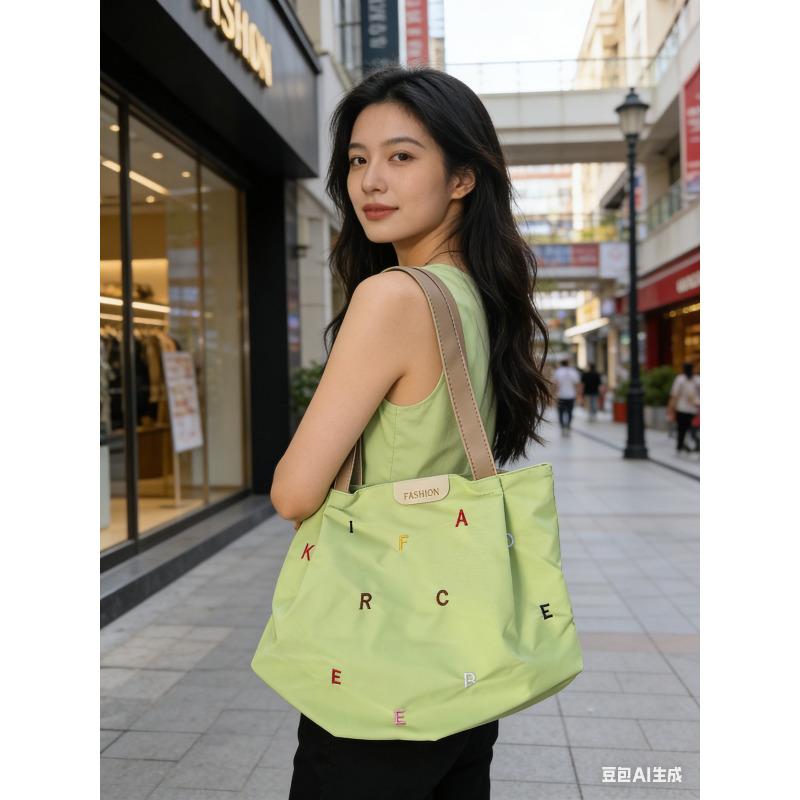 Japanese Style Large Capacity Shoulder Bag for Women Student Casual Tote Handbag зелёный