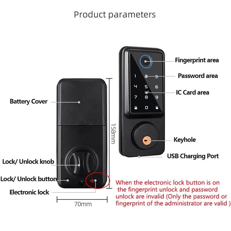 A1 TT Lock/ Tuya WiFi Auto Fingerprint Smart Door Lock Digital Electronic Door Lock With Door Sensor Password/IC Card/APP/Key