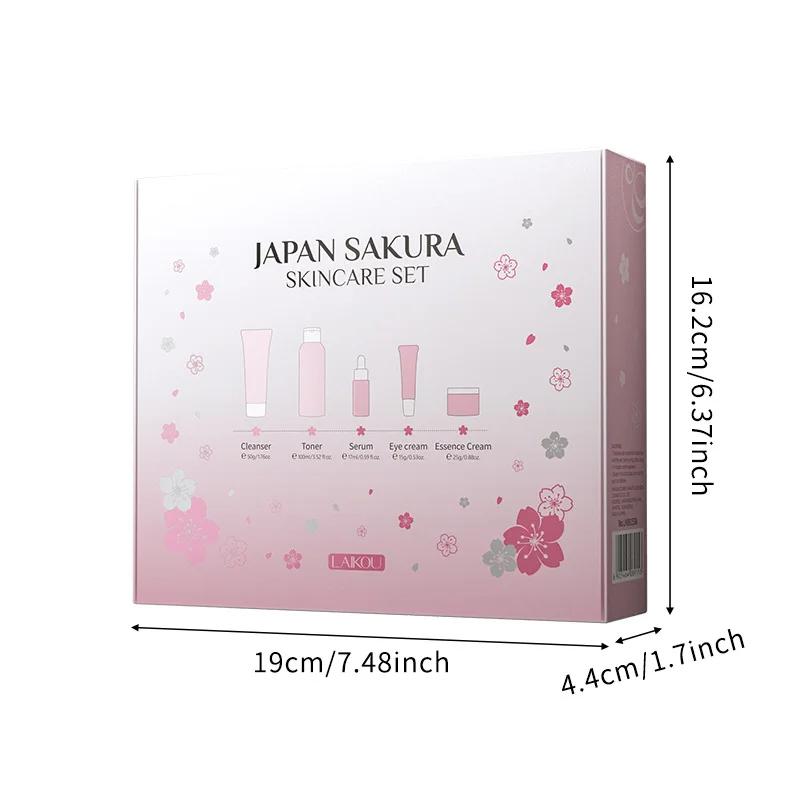 LAIKOU Sakura Kit Hautpflegesets Feuchtigkeitsspendend und Reduzierung feiner Linien Reinigung Poren Produkt 5-teiliges koreanisches Weihnachtsgeschenkset