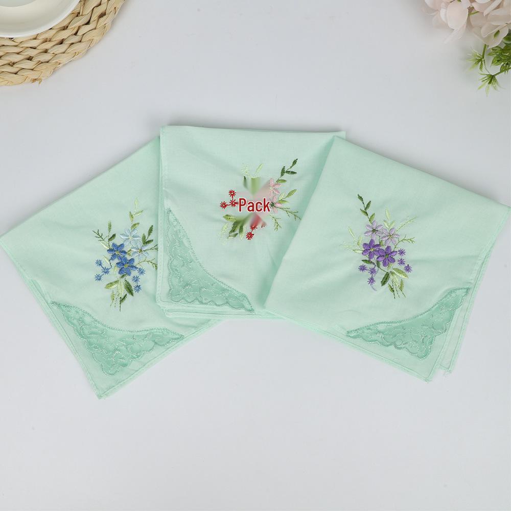 Luxuriöses 60er-Pack Damen-Taschentücher aus reiner Baumwolle mit Schmetterlingsspitzenstickerei