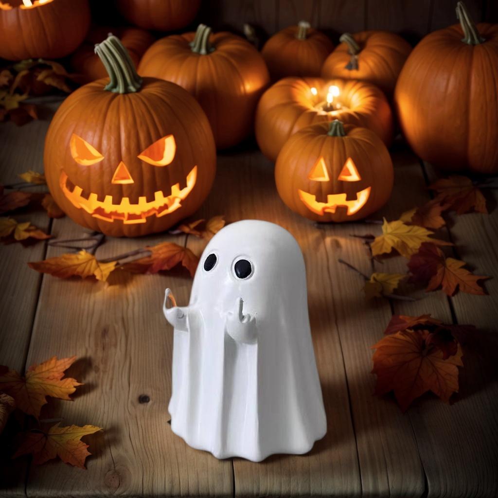 1 Cute and Soft Little Ghost Figurine Ornament, Healing-Style Desktop Decoration Resin Craft, Adds Fun Atmosphere To the Home, Suitable for Halloween 