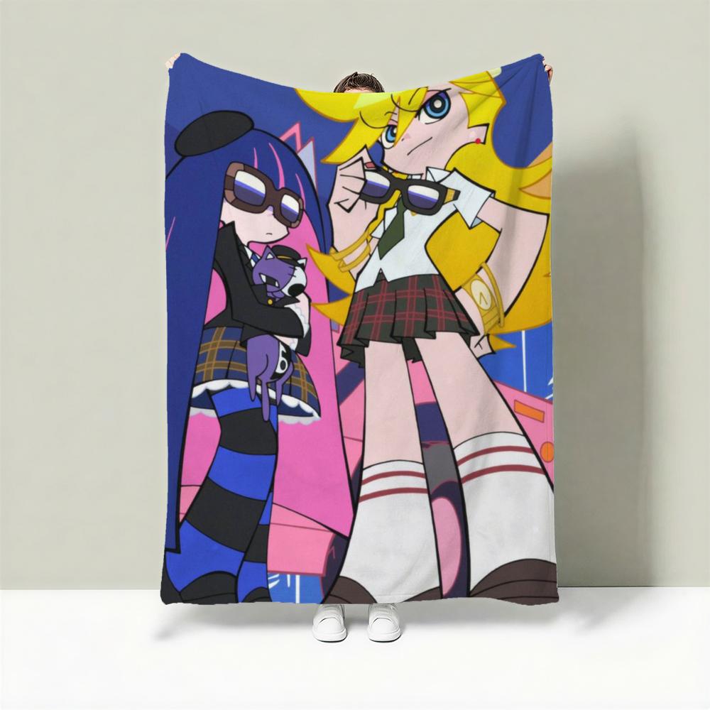 

Anime P-Panty & Stocking with Garterbelt Throw Lightweight 240g Flannel Blanket Soft Skin-friendly for Summer Cooling 75cmx90cm