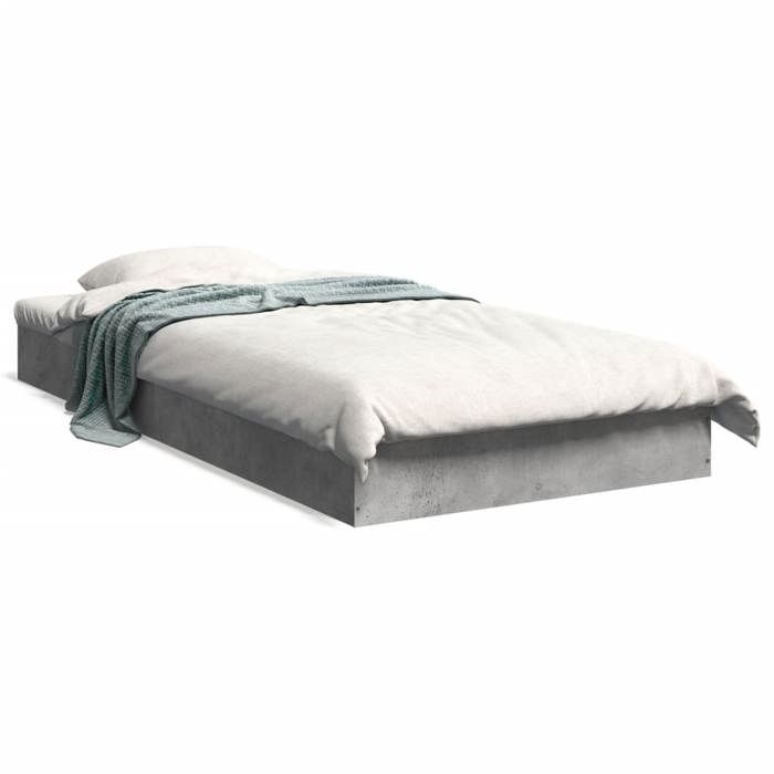 VidaXL Cadre de lit gris béton 75x190 cm bois d'ingénierie, meuble de chambre à coucher, sommier, lit de palette, lit, lit 842080