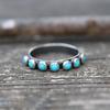 Retro Ethnic Style Turquoise Small Round Beads Ring Women Jewelry Accessories