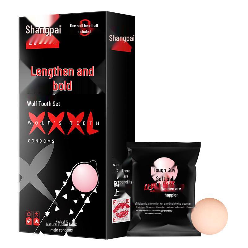 Shangpai XXXL Long & Thick Wolf Teeth Condoms - Pack of 10 Adult Intimate Supplies