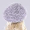 Heißer Verkauf Winter Damen Natürliches Nerzfell Mützen Hut Gestrickt Warm Gestreift Echtes Nerzfell Mützen Damen Gute Elastizität Echter Nerzfell Hut