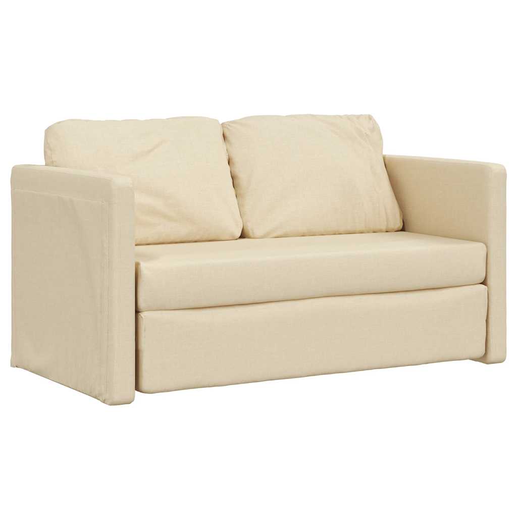 Floor Sofa with Sleeping Function Cream 112x174x55 Cm Fabric